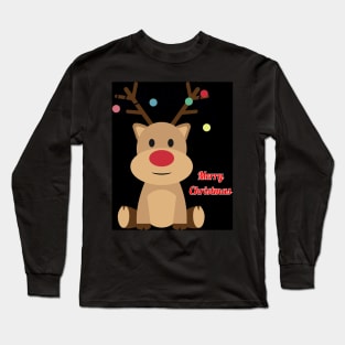 Majestic Reindeer in a Merry Christmas Setting Long Sleeve T-Shirt